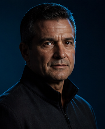 Confidential executive portrait-style image