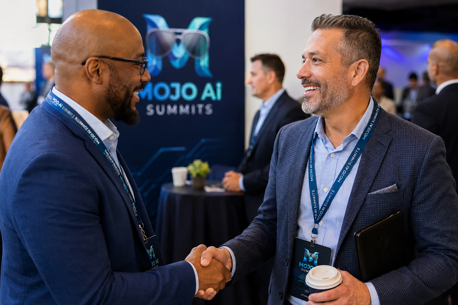 Executives shaking hands, MOJO AI Summits